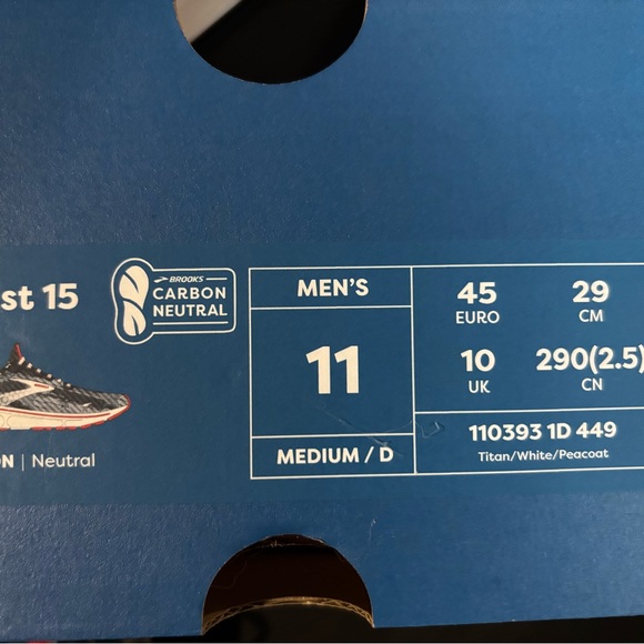 Brooks Ghost 15 Men’s size 11.5  NEW IN BOX - Picture 8 of 8